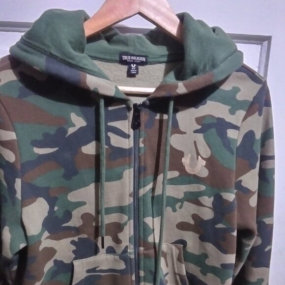 True Religion Budda Camo Zip-up Hoddie Sweatjacket sz small or boy/girl - Picture 4 of 7